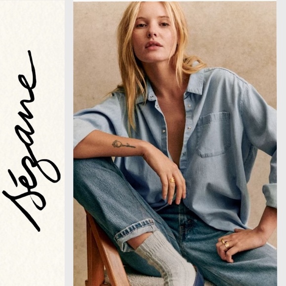 Sezane Max Denim Shirt - Size 34 - Picture 1 of 9